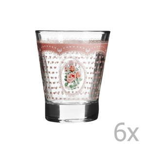 Zestaw 6 szklanek z różową różą Mexico