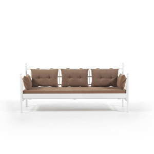 Brązowa 3-osobowa sofa ogrodowa s bílou konstrukcí Lalas DKS, 96x209 cm