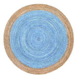 Okrągły niebieski dwustronny dywan z juty Green Decore Oculus, ⌀ 120 cm
