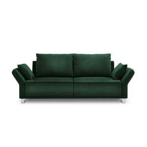 Butelkowozielona 3-osobowa sofa rozkładana z aksamitnym obiciem Windsor & Co Sofas Pyxis