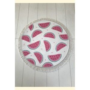 Biało-różowy dywanik łazienkowy Tropica Watermelon, ⌀ 100 cm