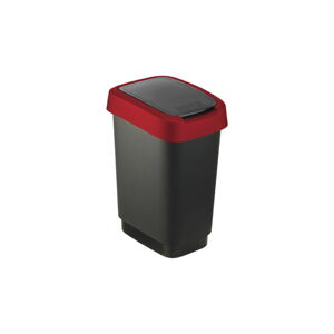 Czerwono-czarny kosz na śmieci z plastiku z recyklingu 10 L Twist – Rotho
