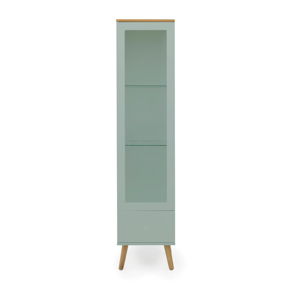 Zielona 1-drzwiowa witryna z detalami w dekorze drewna dębowego Tenzo Dot, wys. 175 cm