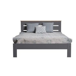 Antracytowoszare łóżko 1-osobowe z litego drewna sosnowego Marckeric Jade, 140x190 cm