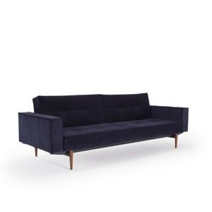 Ciemnoniebieska rozkładana sofa z podłokietnikami Innovation Splitback Velvet Dark Blue