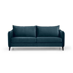 Niebieska aksamitna sofa Scandic Leo, 208 cm