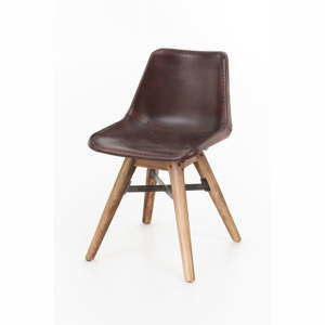 Krzesło z drewna akacjowego i skóry Index Living Finn