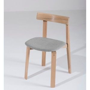 Krzesło z litego drewna dębowego z szarym siedziskiem Gazzda Nora