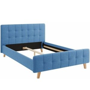 Niebieskie łóżko 2-osobowe Støraa Limbo, 140x200 cm