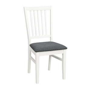 Białe krzesło do jadalni z drewna kauczukowca z szarym siedziskiem Rowico Wittaskar