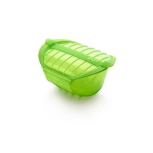 Zielone silikonowe naczynie na pieczenie w parze na 3- 4 porcje Lékué Deep Steam Case