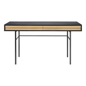 Czarne biurko Woodman Stripe, 130x60 cm