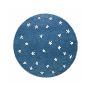 Niebieski okrągły z motywem gwiazdek KICOTI Azure Stars, 133x133 cm
