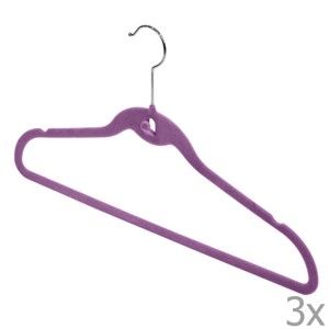 Zestaw 3 fioletowych wieszaków Domopak Velvet Hangers