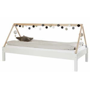 Białe łóżko dziecięce z ramą z bukowego drewna Manis-h Ydun, 90x200 cm