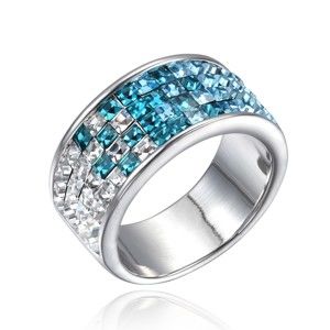 Pierścionek z białymi i niebieskimi kryształami Swarovski Elements Crystals Abby, rozm. 6