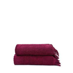 Zestaw 2 bordowych ręczników ze 100% bawełny Bonami, 50x90 cm