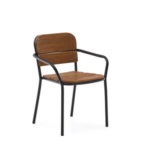 Czarno-brązowe drewniano-metalowe krzesło ogrodowe Algueret – Kave Home