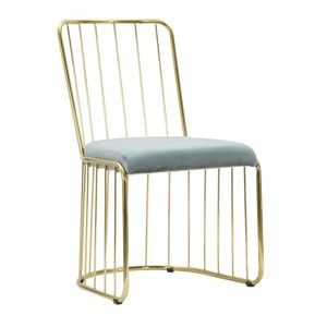 Komplet 2 jasnoniebieskich krzeseł z konstrukcją w złotym kolorze Mauro Ferretti Sedia