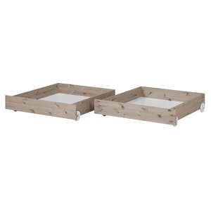Zestaw 2 brązowych szuflad z drewna sosnowego do łóżka dziecięcego Flexa Classic