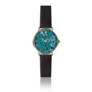 Damski zegarek z czarnym paskiem ze skóry naturalnej Emily Westwood Garden