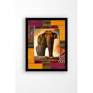 Obraz na płótnie w czarnej ramie Tablo Center Elephant Family, 29x24 cm