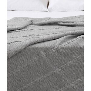 Szara bawełniana narzuta na łóżko dwuosobowe 200x220 cm Trenza – Oyo Concept
