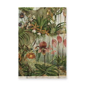 Dekoracja ścienna z drewna sosnowego Madre Selva Jungle Flowers, 60x40 cm