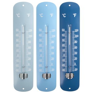Zestaw 3 niebieskich metalowych termometrów Esschert Design Gardener