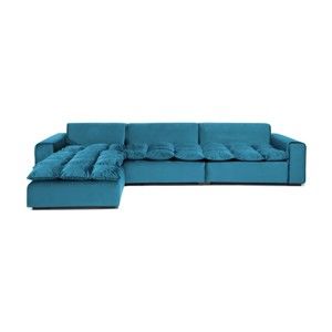 Niebieska lewostronna 3-osobowa sofa narożna Vivonita Cloud Aquamarine