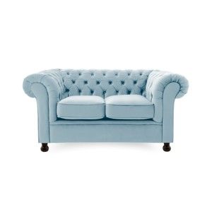 Jasnoniebieska sofa 2-osobowa Vivonita Chesterfield