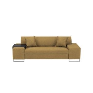 Miodowożółta sofa 3-osobowa z nogami w srebrnej barwie Cosmopolitan Design Orlando