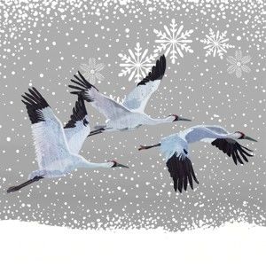 Opakowanie 20 serwetek papierowych ze świątecznym motywem PPD Snowfall Cranes