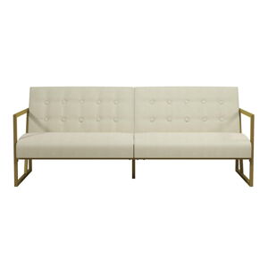 Beżowa rozkładana sofa z aksamitnym obiciem CosmoLiving by Cosmopolitan Lexington