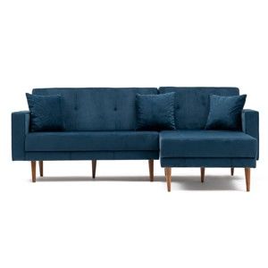 Ciemnoniebieska sofa rozkładana Dublin, prawostronny