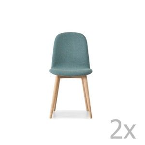 Komplet 2 jasnoniebieskich krzeseł z nogami z litego drewna dębowego WOOD AND VISION Basic