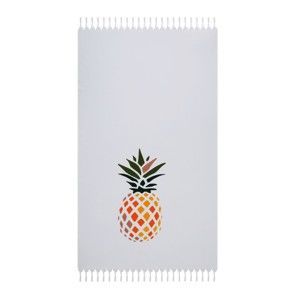 Biały ręcznik plażowy ze 100% bawełny Beach Ananas, 170x90 cm