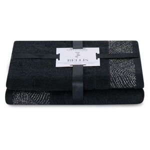 Czarne bawełniane ręczniki zestaw 2 szt. frotte Bellis – AmeliaHome