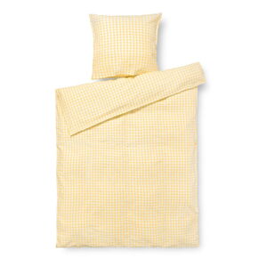 Żółto-biała pościel z przedłużonej krepy na łóżko pojedyncze 140x220 cm Bæk&Bølge - JUNA