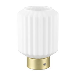Biała/w kolorze złota lampa stołowa LED ze ściemniaczem ze szklanym kloszem (wysokość 19,5 cm) Lord – Trio