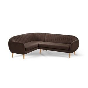 Ciemnobrązowa 3-osobowa lewostronna sofa narożna Scandi by Stella Cadente Maison