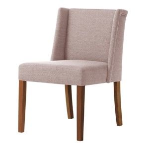 Krzesło w różowopudrowej barwie z ciemnobrązowymi nogami Ted Lapidus Maison Zeste