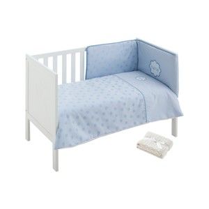 Komplet niebieskiego łóżeczka dziecięcego z kołdrą, kodem i pikowaną barierką Naf Naf Chic