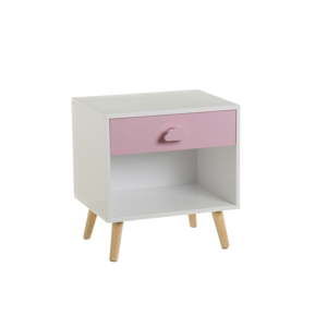 Biała szafka nocna z różową szufladą Unimasa Peso