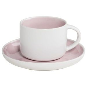 Biało-różowa porcelanowa filiżanka ze spodkiem Maxwell & Williams Tint, 240 ml