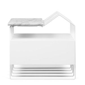 Biała szafka nocna z marmurowym blatem TemaHome Domi