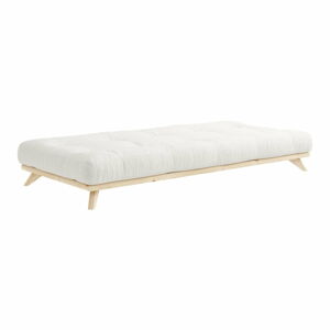 Jednoosobowe łóżko z litego drewna sosnowego z materacem Karup Design Senza Natural, 90x200 cm