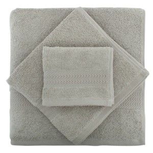 Zestaw 2 szarych bawełnianych ręczników ze 100% bawełny (mały i kąpielowy) Rainbow Gris