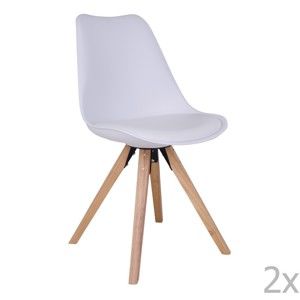 Zestaw 2 białych krzeseł z nogami z drewna kauczukowego House Nordic Bergen