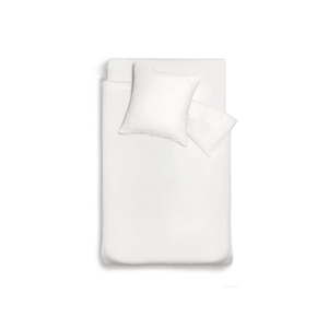 Biała lniana narzuta na łóżko z poszewką na poduszkę Maison Carezza Lilly, 150x200 cm
